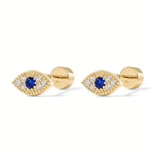 Gold Cubic Zirconia Evil Eye Earrings, Evil Eye Studs, Dainty Stud Earrings
